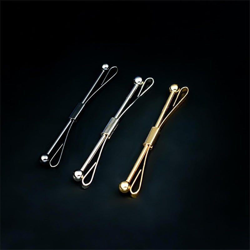 WCRAZYE Men Tie Pins Shirt Collar Pin Double Chains Tassel 18K Gold Silver Black Brass Collar Bar Tie Stick Pin Suit Accessories Wedding Business Gift - Image 4